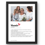 Pour qui Affiche Mamie personnalisée façon dictionnaire, votre photo et vos définitions