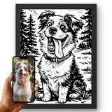 Style Nous transformons la photo de votre chien en caricature noir et blanc