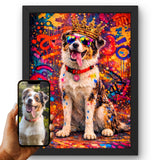 Style Nous transformons la photo de votre chien en graffiti, couronne dorée