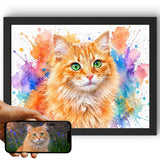 Style Nous transformons la photo de votre chat en éclats de couleurs, format paysage