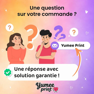 Une question sur votre commande ou votre personnalisation ? Notre service client vous répond par message avec une solution garantie