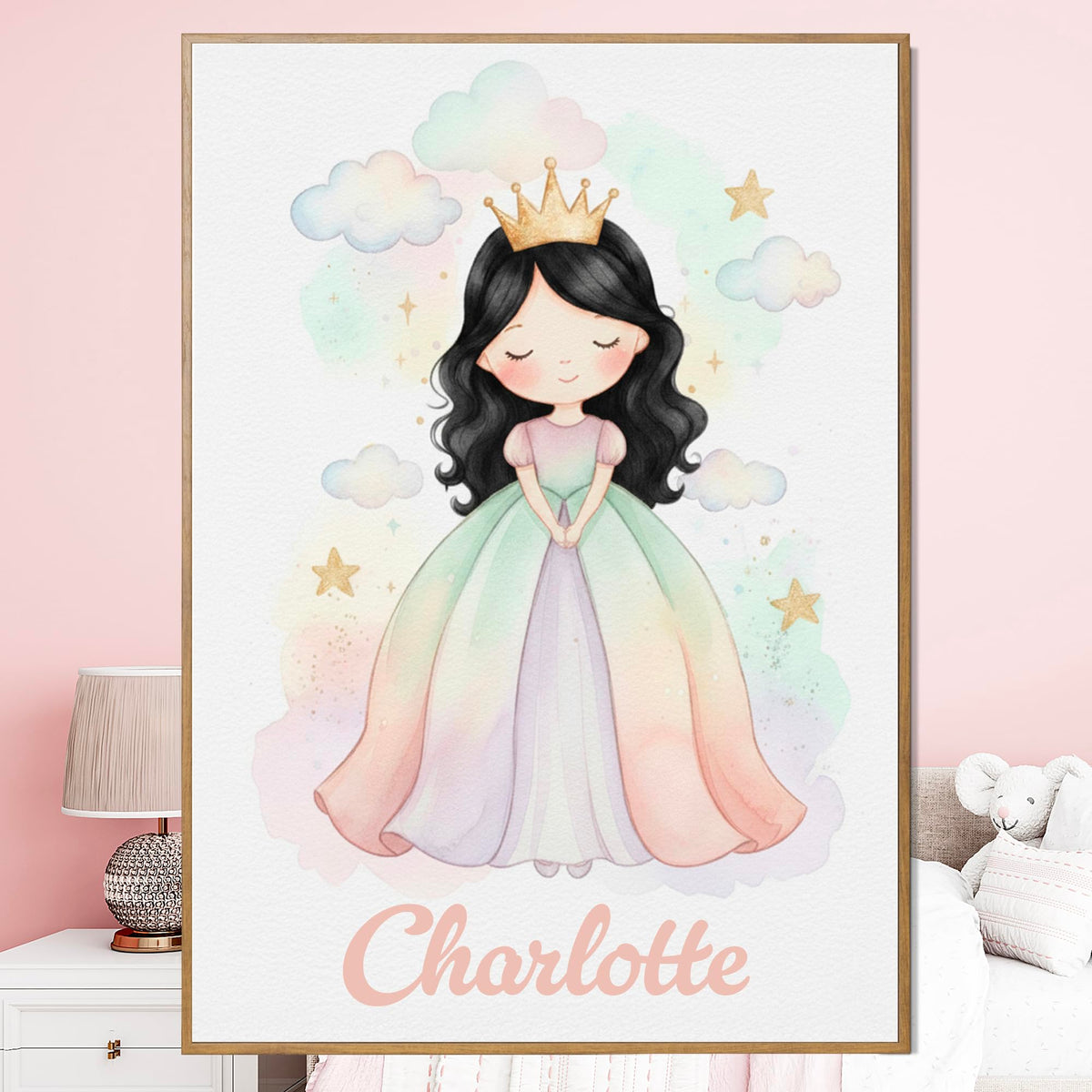 Déco chambre fille Princesse au prénom — 5 - Noir
