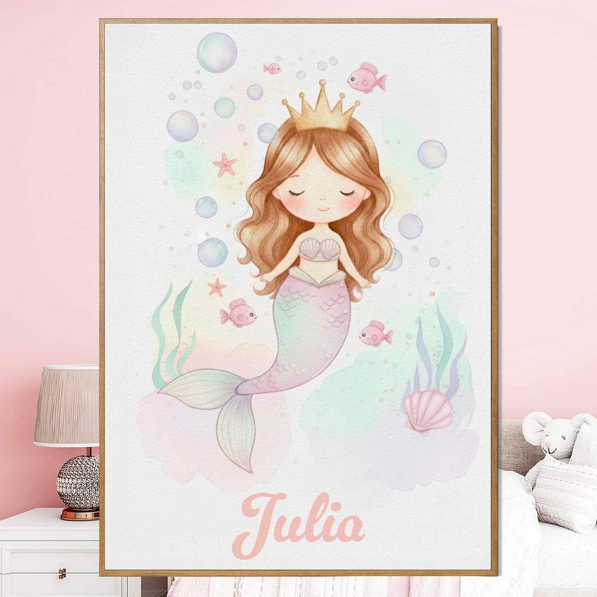 Déco chambre fille Sirène au prénom — 3 - Châtain