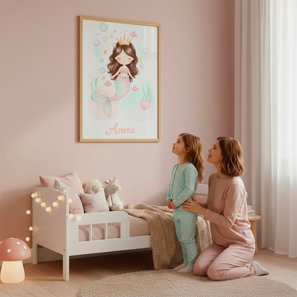 Déco chambre fille Sirène au prénom — 1 - Brune