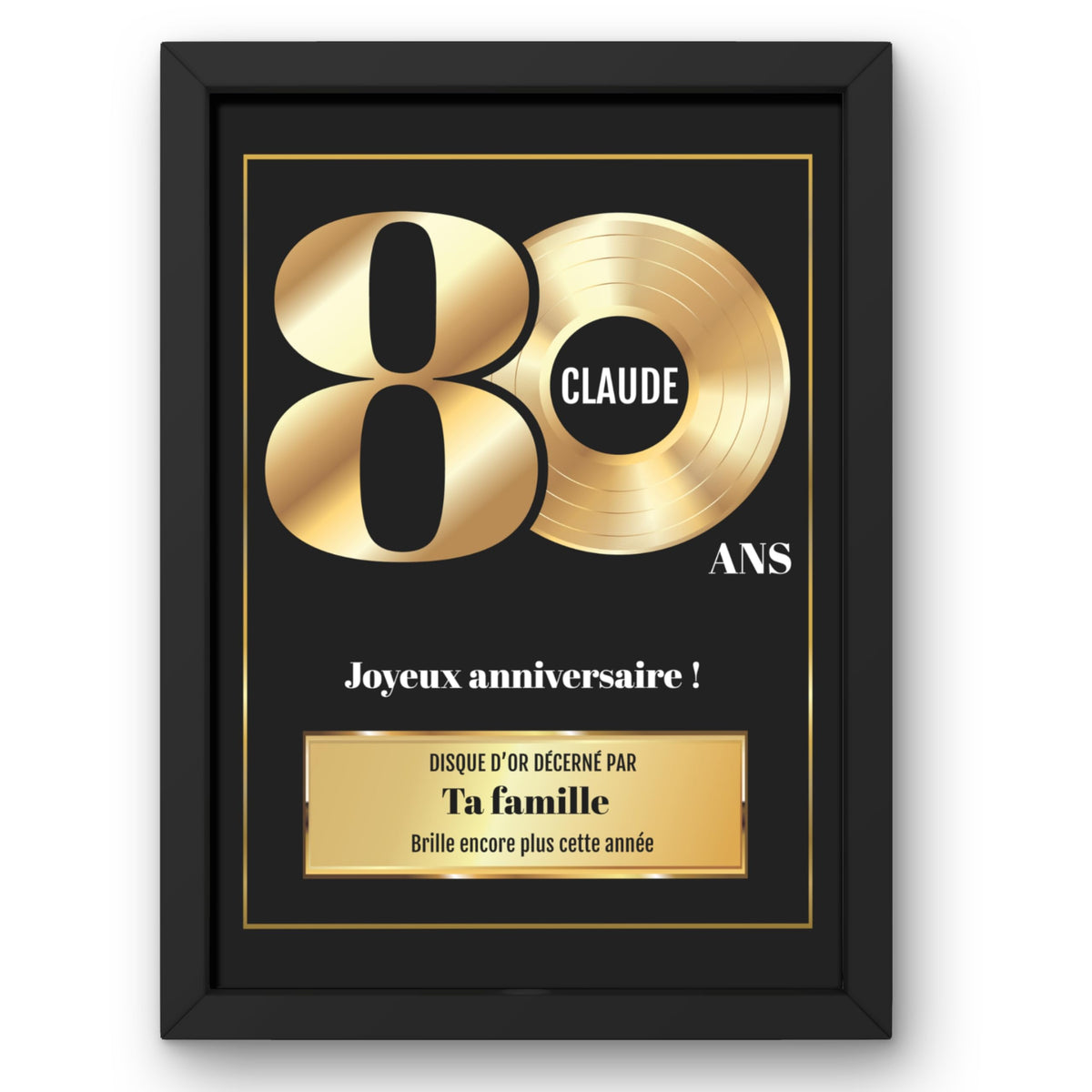 Disque d'or personnalisé, anniversaire au choix — 80 ans