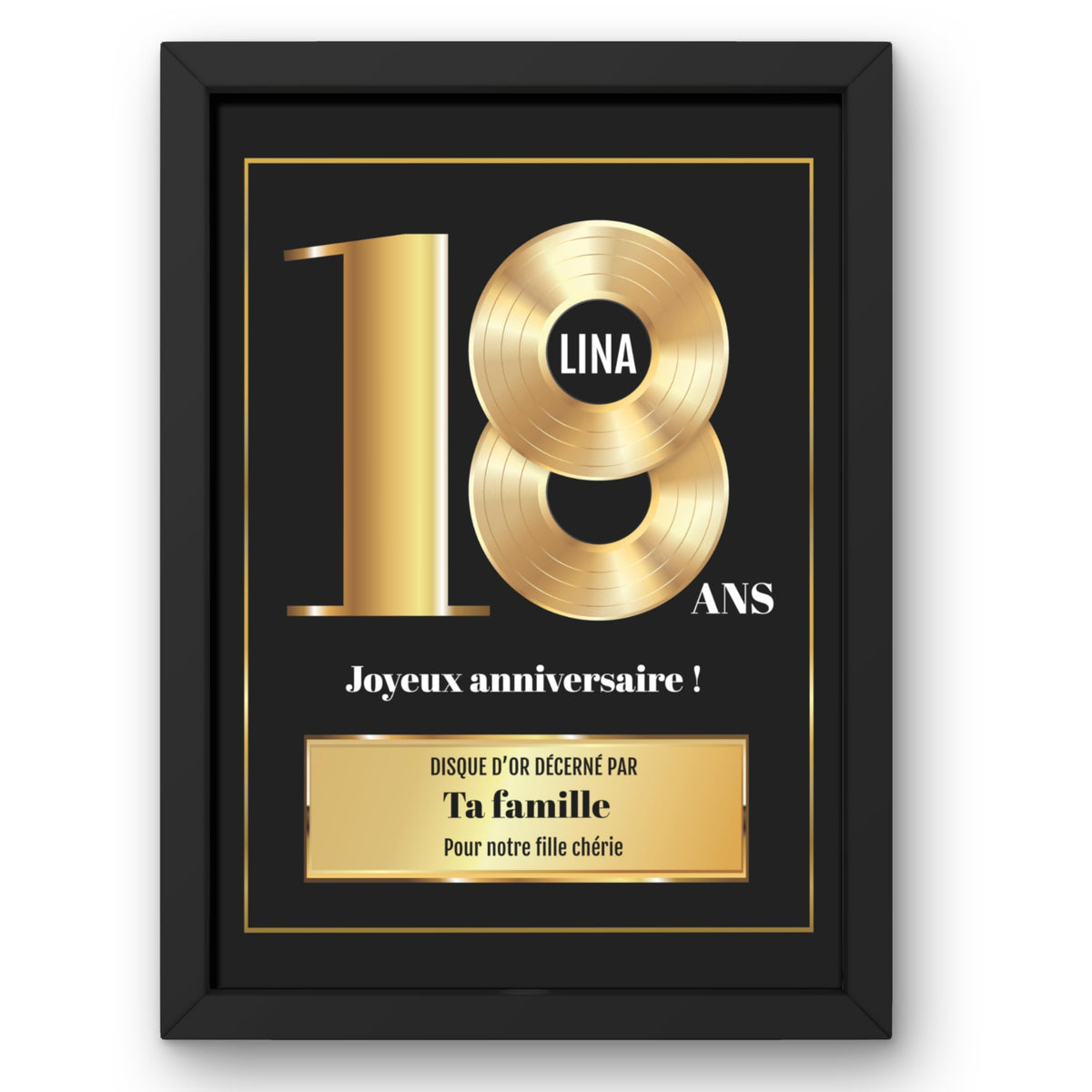 Disque d'or personnalisé, anniversaire au choix — 18 ans
