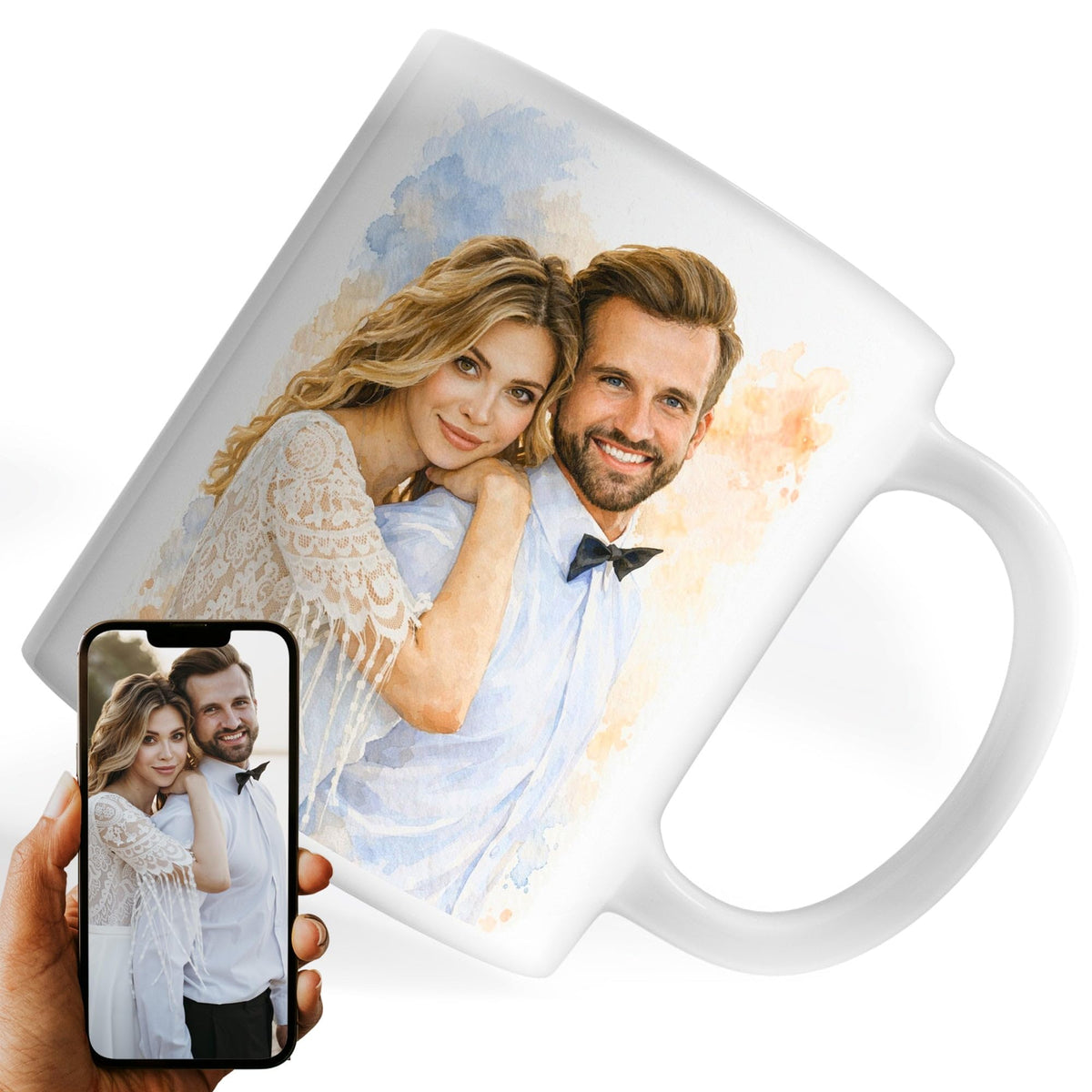 Mug d'après votre photo, en aquarelle