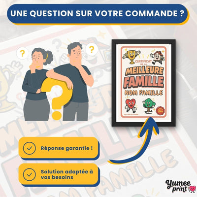 Une question sur votre certificat de la meilleure famille ? Notre service client vous répond par message avec une solution garantie, adaptée à vos besoins