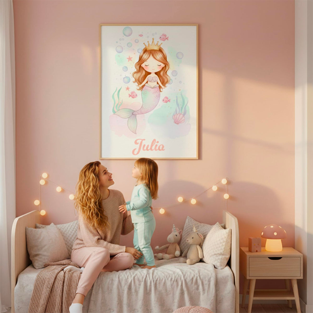 Déco chambre fille Sirène au prénom — 3 - Châtain