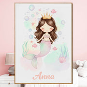 Déco chambre fille Sirène au prénom — 1 - Brune