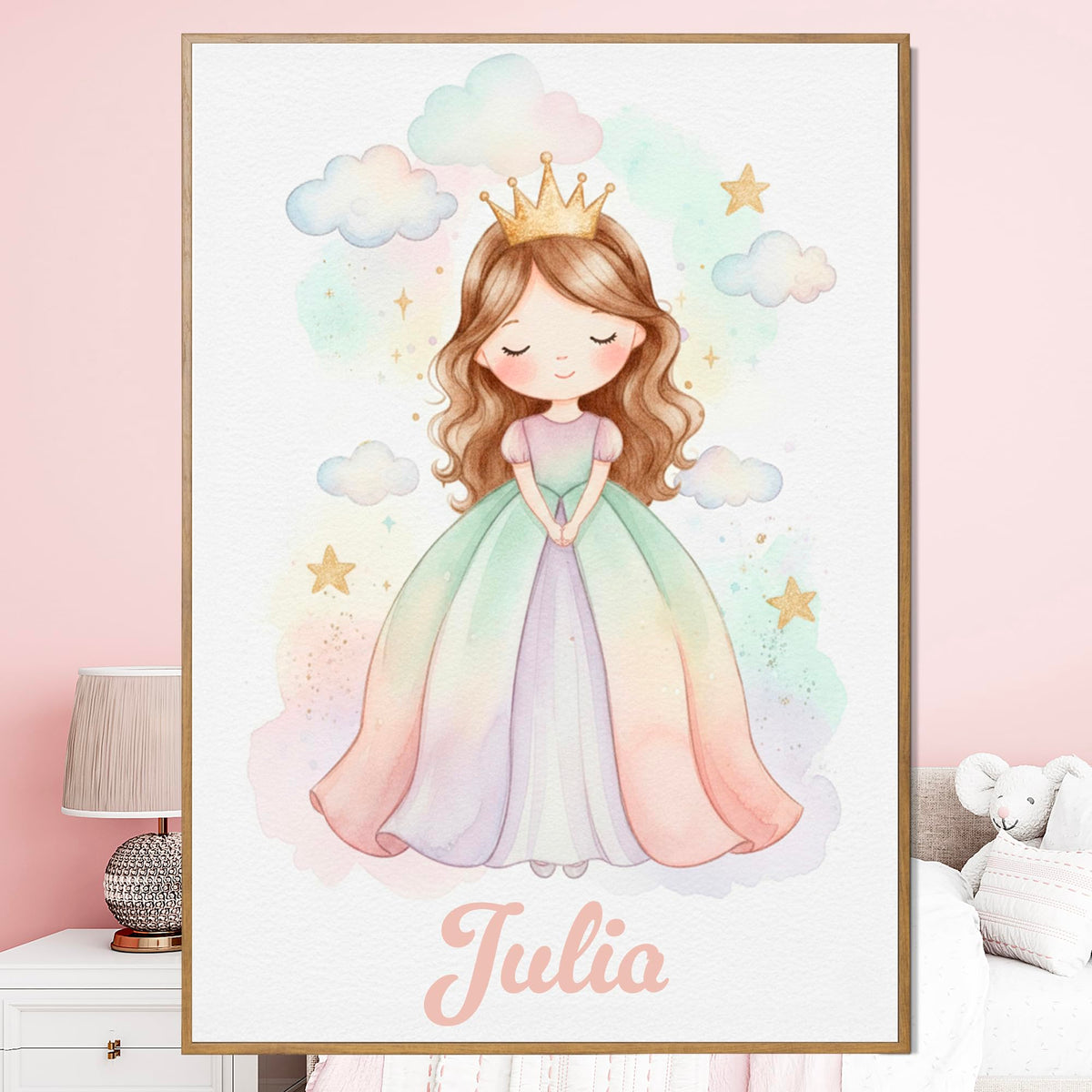 Déco chambre fille Princesse au prénom — 3 - Châtain