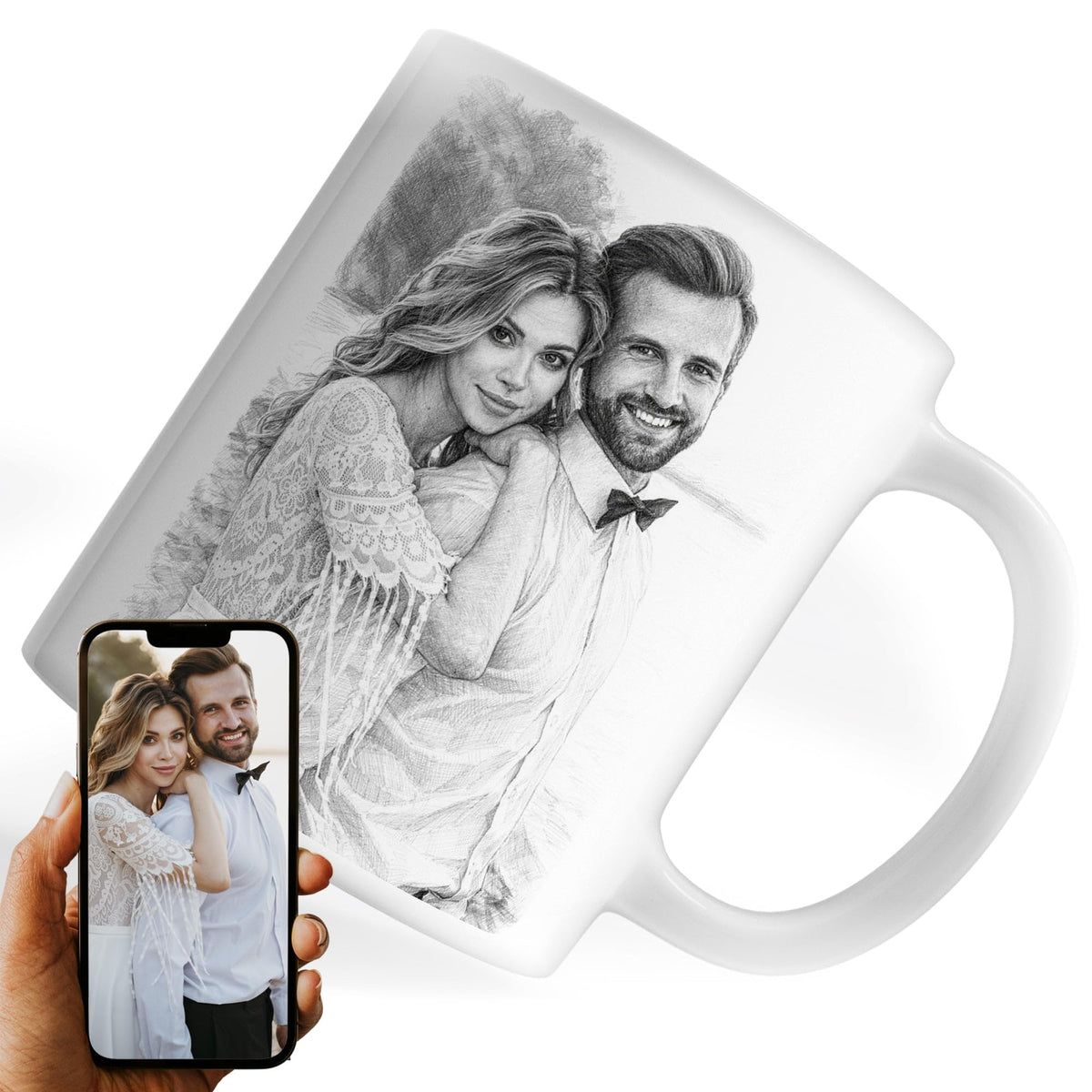 Mug d'après votre photo, au crayon gris