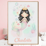 Déco chambre fille Sirène au prénom — 5 - Noir