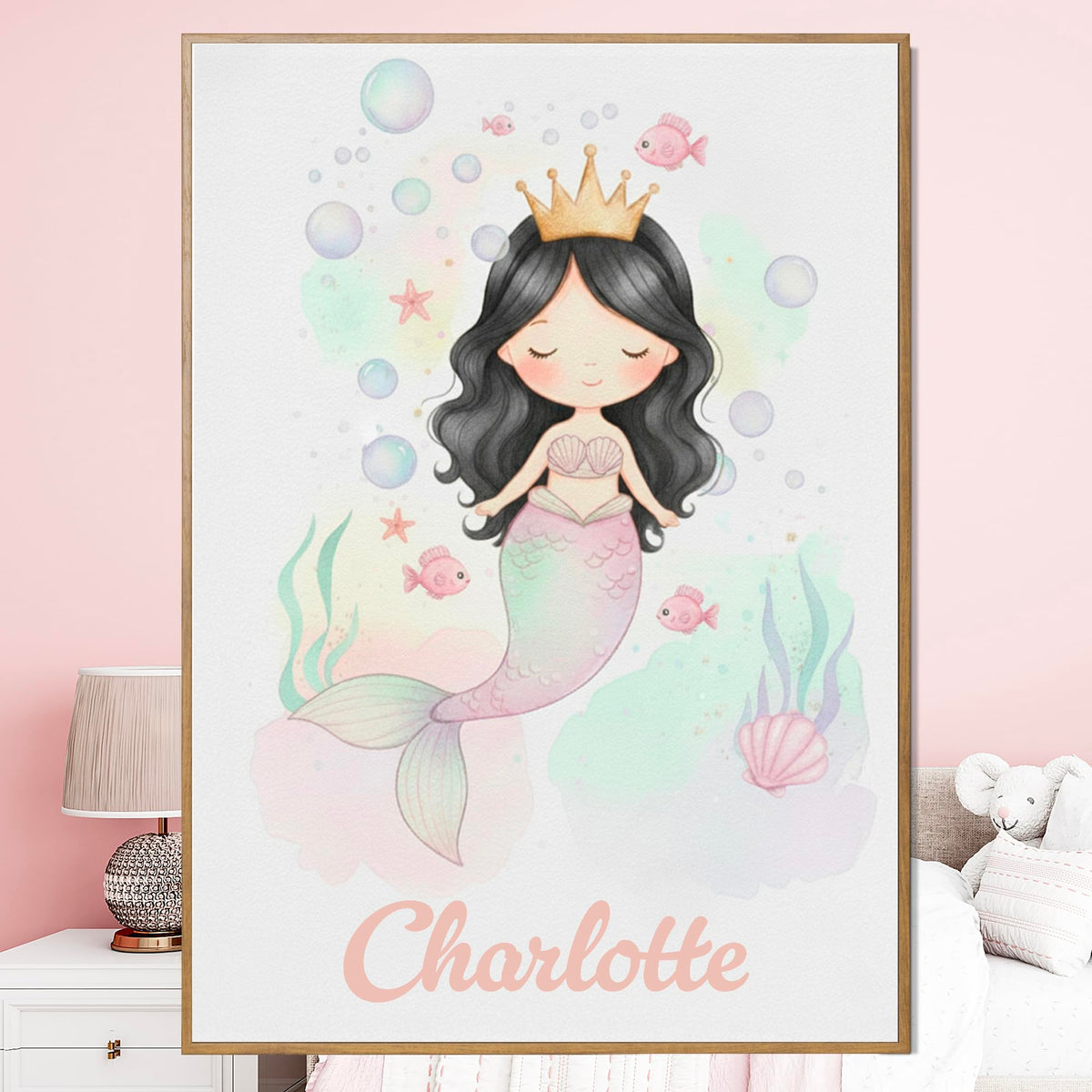 Déco chambre fille Sirène au prénom — 5 - Noir