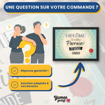 Une question sur votre diplôme « du meilleur parrain » ? Notre service client vous répond par message avec une solution garantie, adaptée à vos besoins