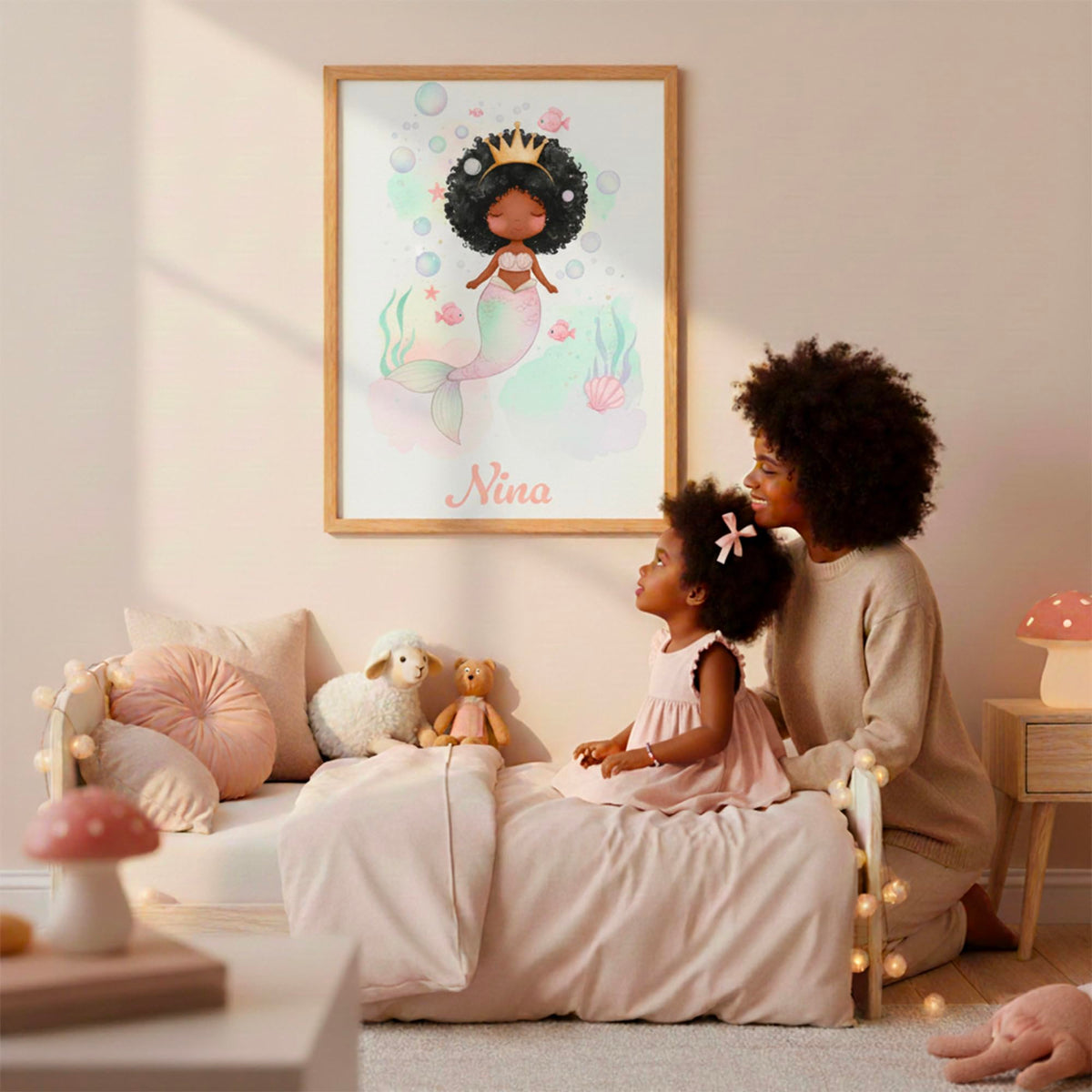 Déco chambre fille Sirène au prénom — 7 - Afro