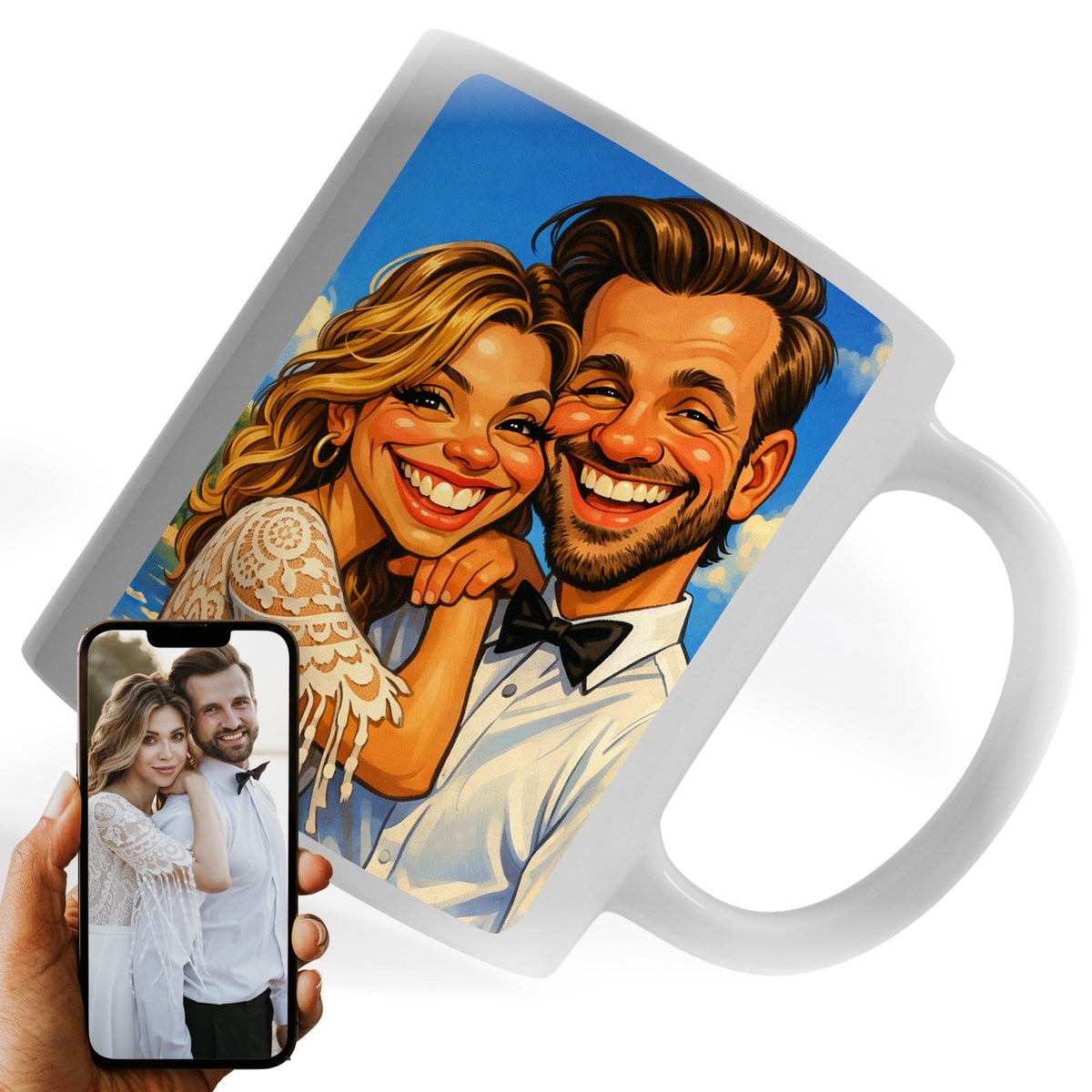 Mug caricature d'après votre photo, en couleur