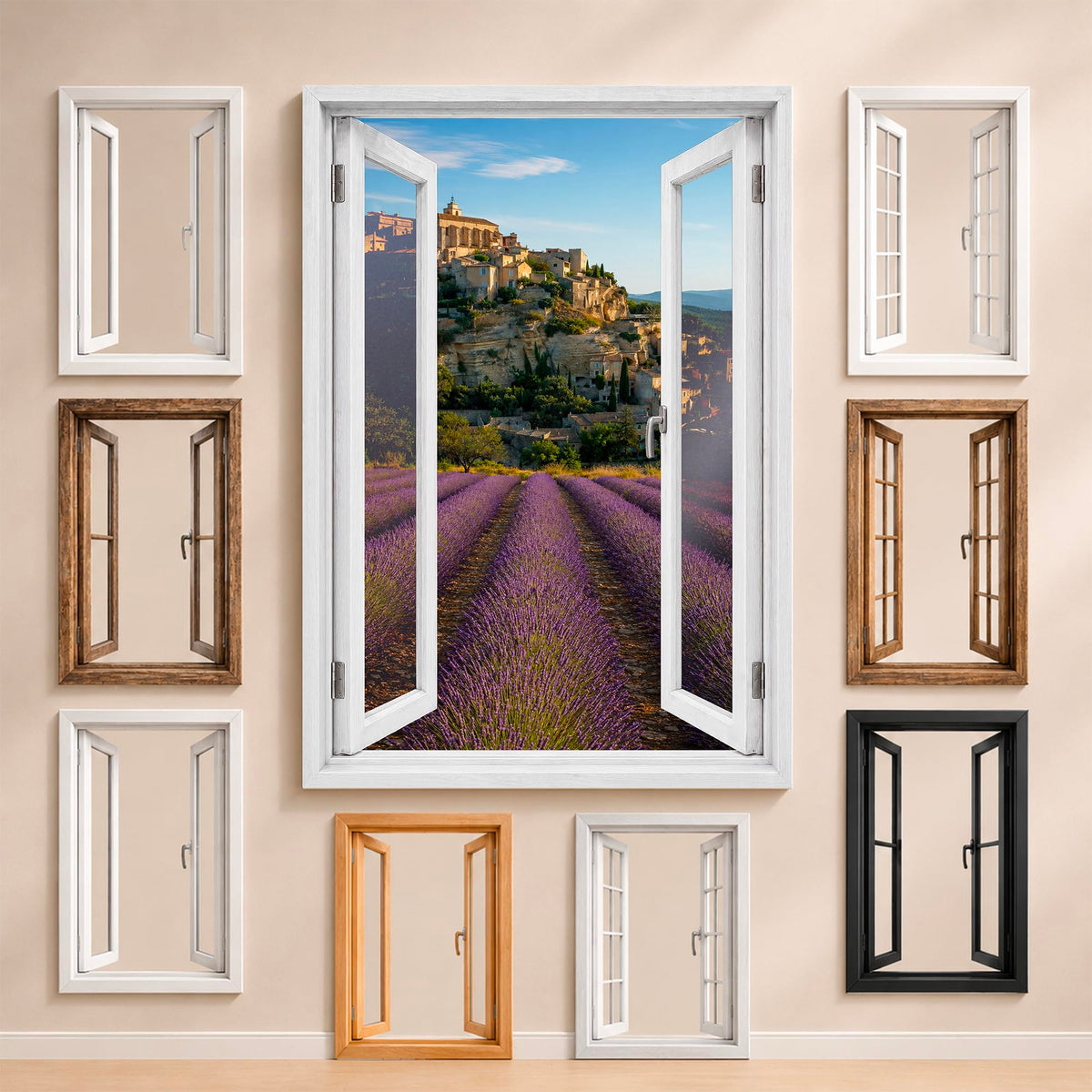 Trompe-l'œil fenêtre personnalisé, votre destination — Provence Gordes