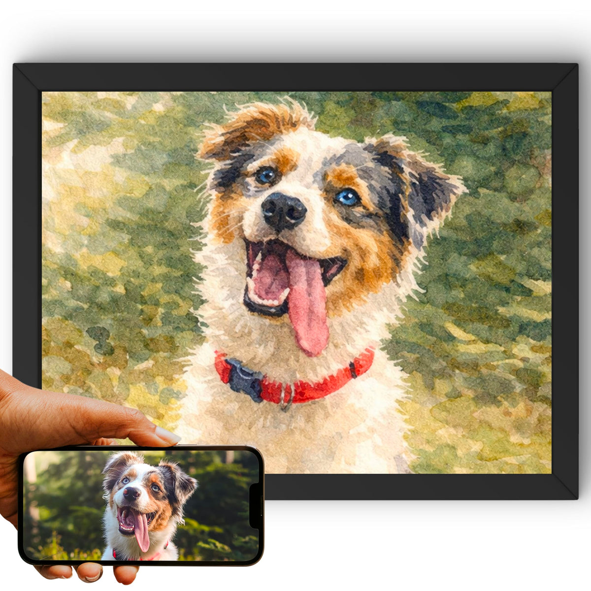 Portrait chien paysage, styles d'artiste — Aquarelle