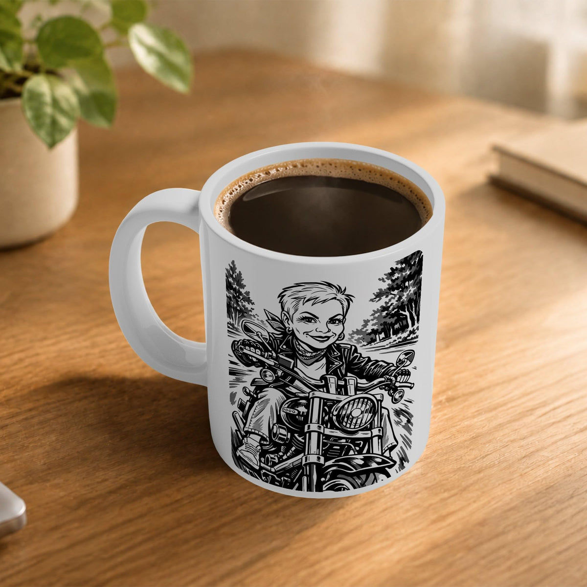 Mug caricature d'après votre photo, en noir et blanc