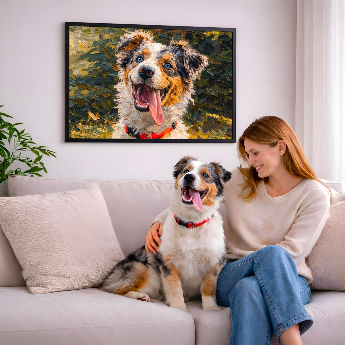 Portrait chien paysage, styles d'artiste — Peinture à l'huile