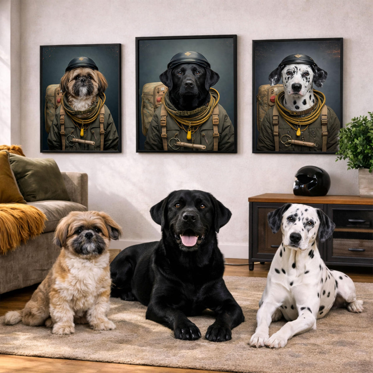 Déco murale portrait chien ou chat costumé d'après photo — Soldat