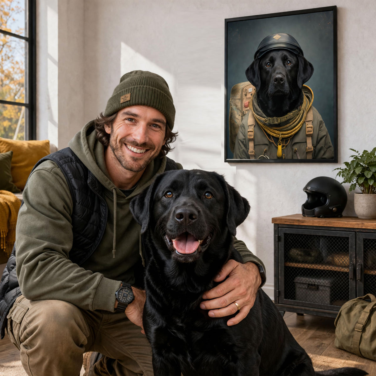 Déco murale portrait chien ou chat costumé d'après photo — Soldat