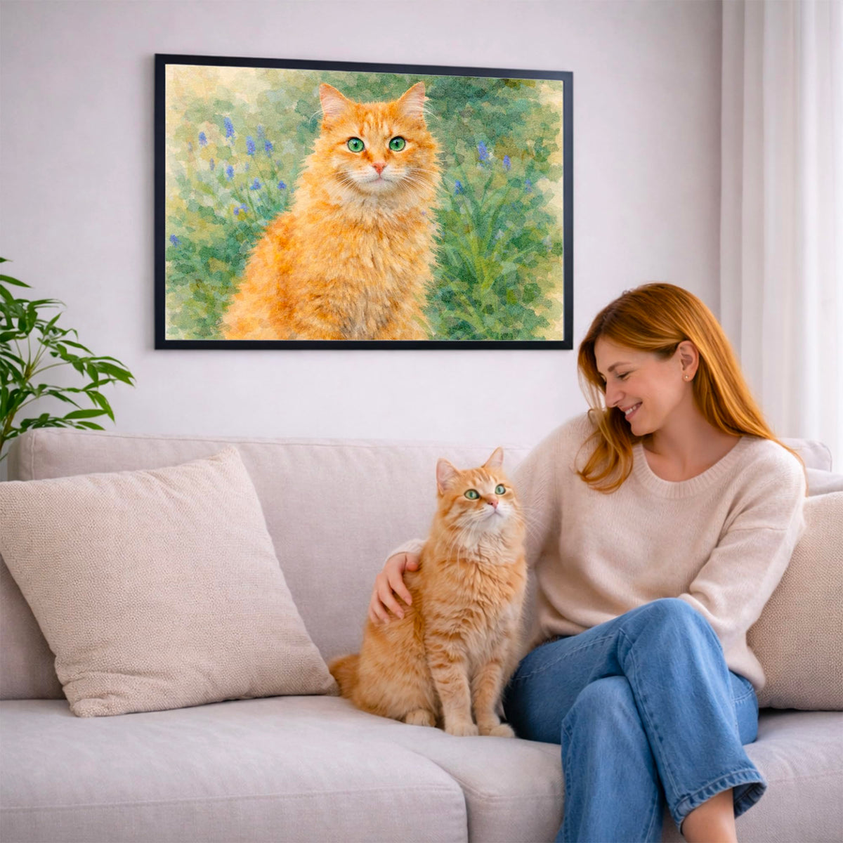 Portrait chat paysage, styles d'artiste — Aquarelle