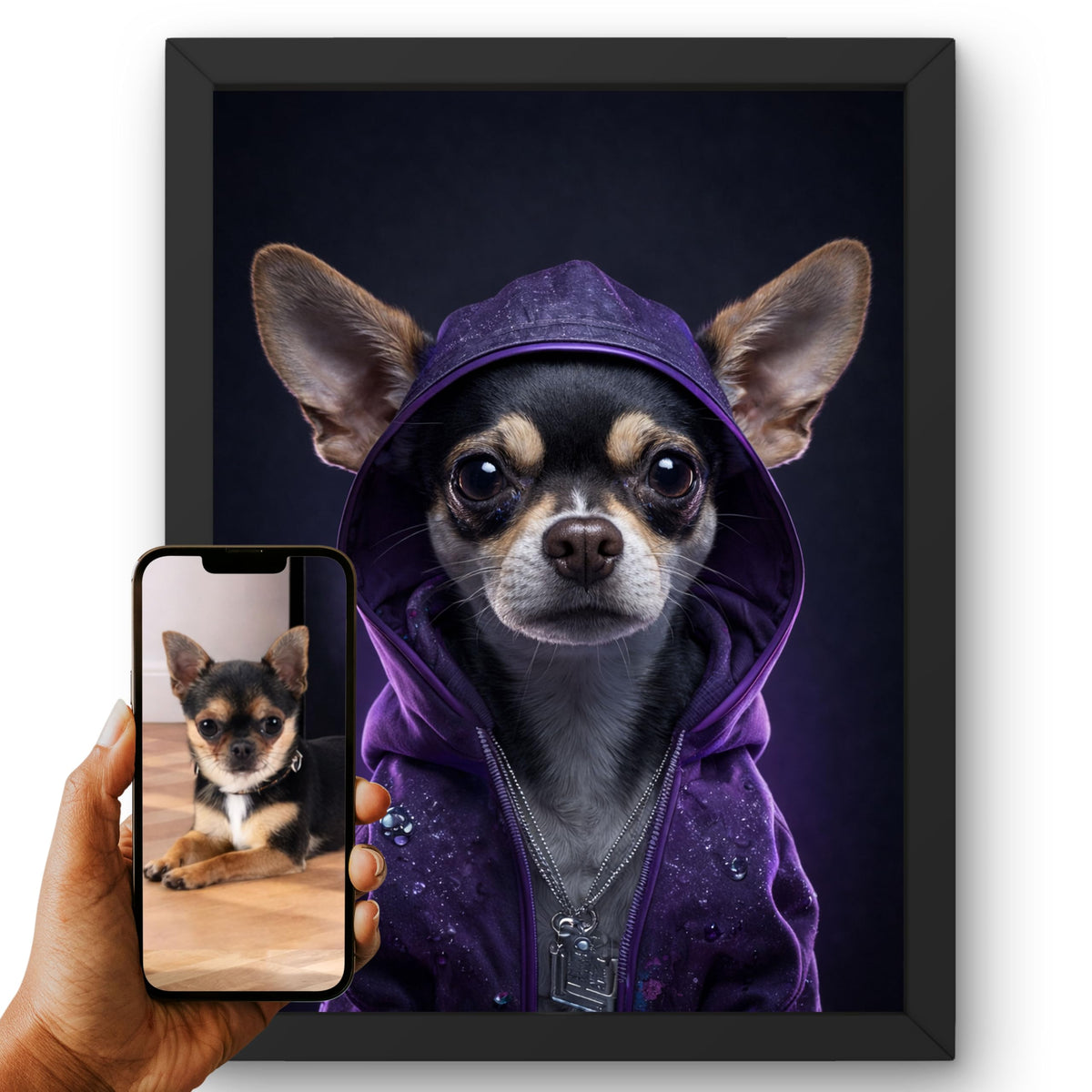 Déco murale portrait chien ou chat costumé d'après photo — Rappeur