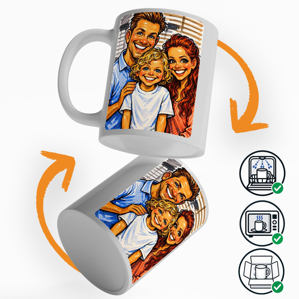 Mug caricature d'après votre photo, en couleur