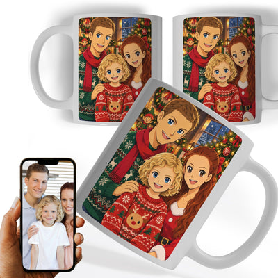Mug manga de Noël d'après votre photo