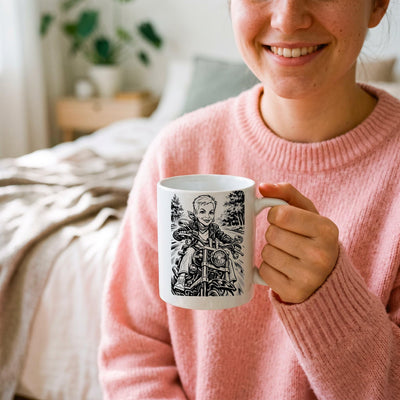 Mug caricature d'après votre photo, en noir et blanc