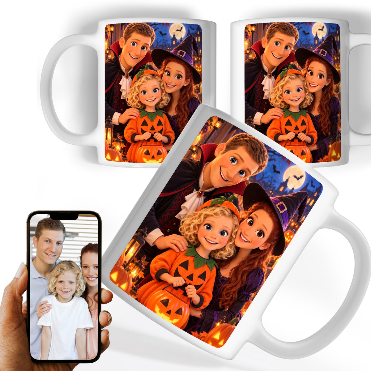 Mug d'Halloween d'après votre photo, en dessin animé 3D