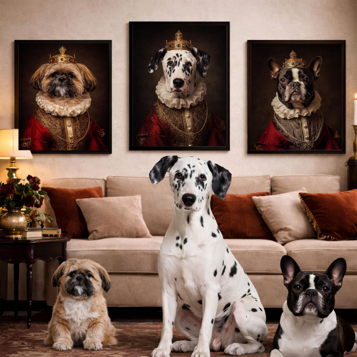 Déco murale portrait chien ou chat costumé d'après photo — Empereur