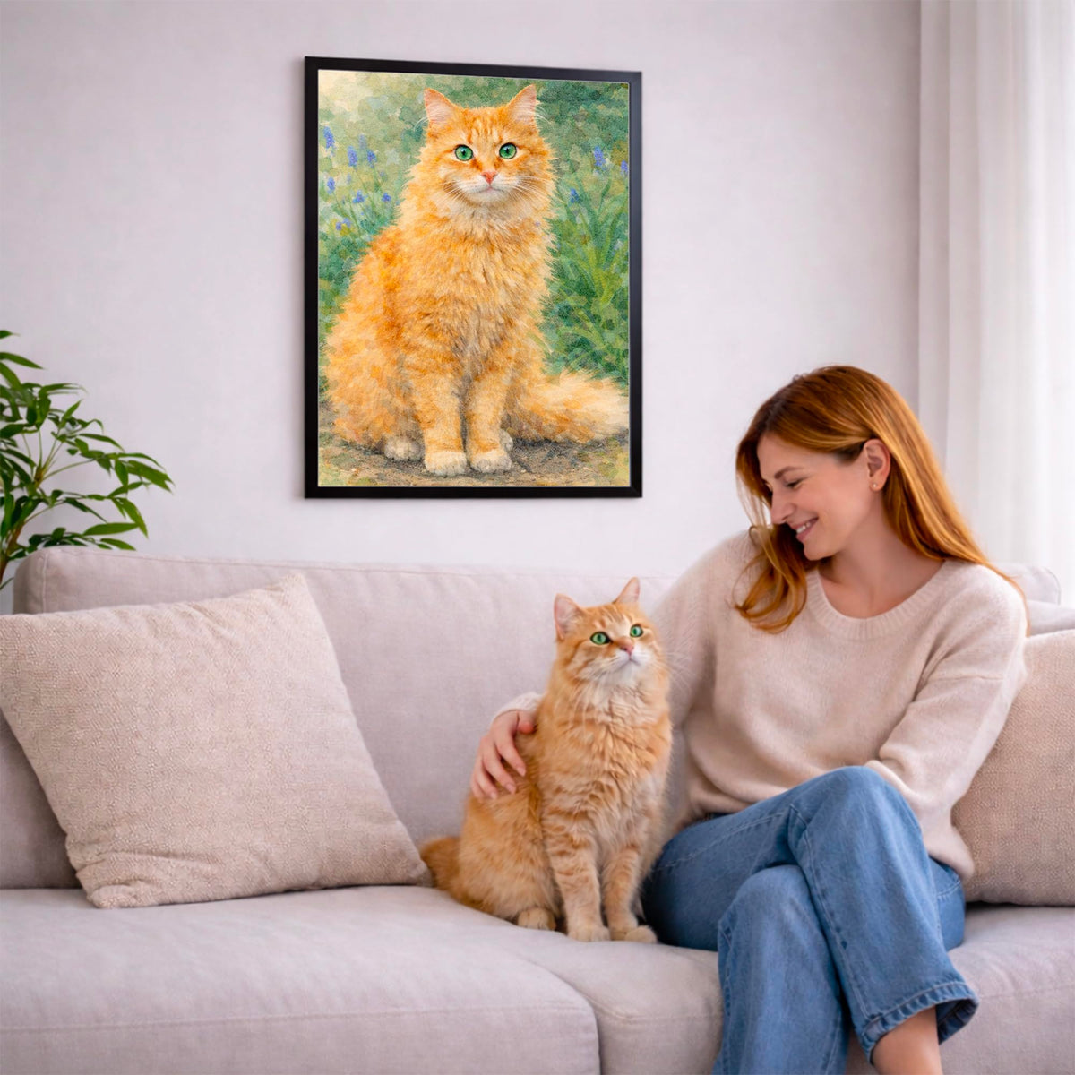 Portrait chat d'après photo, styles d'artiste — Aquarelle
