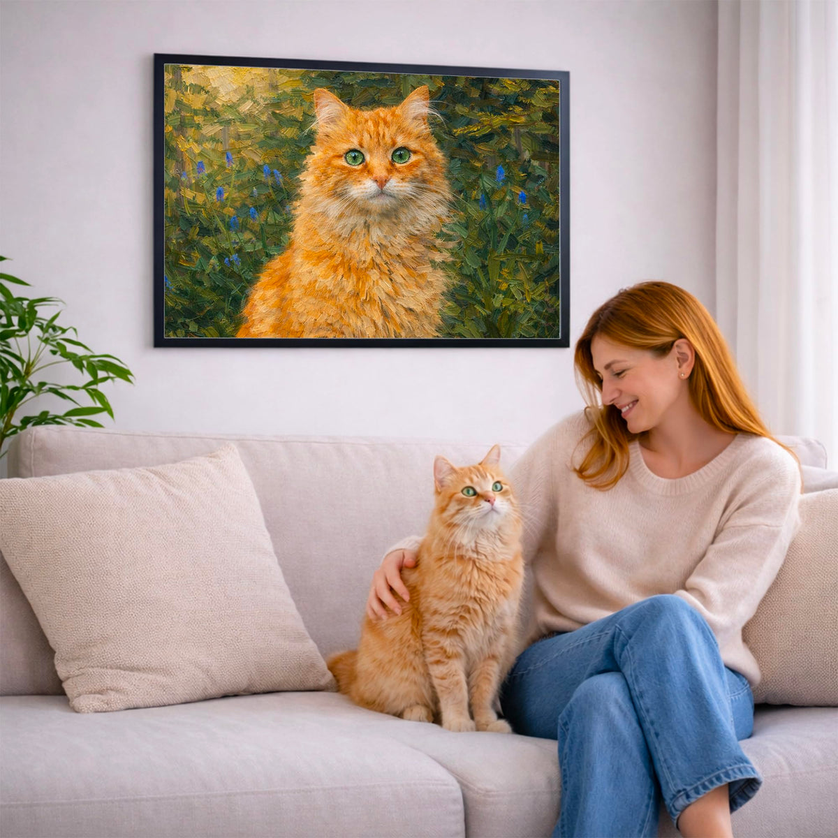 Portrait chat paysage, styles d'artiste — Peinture à l'huile