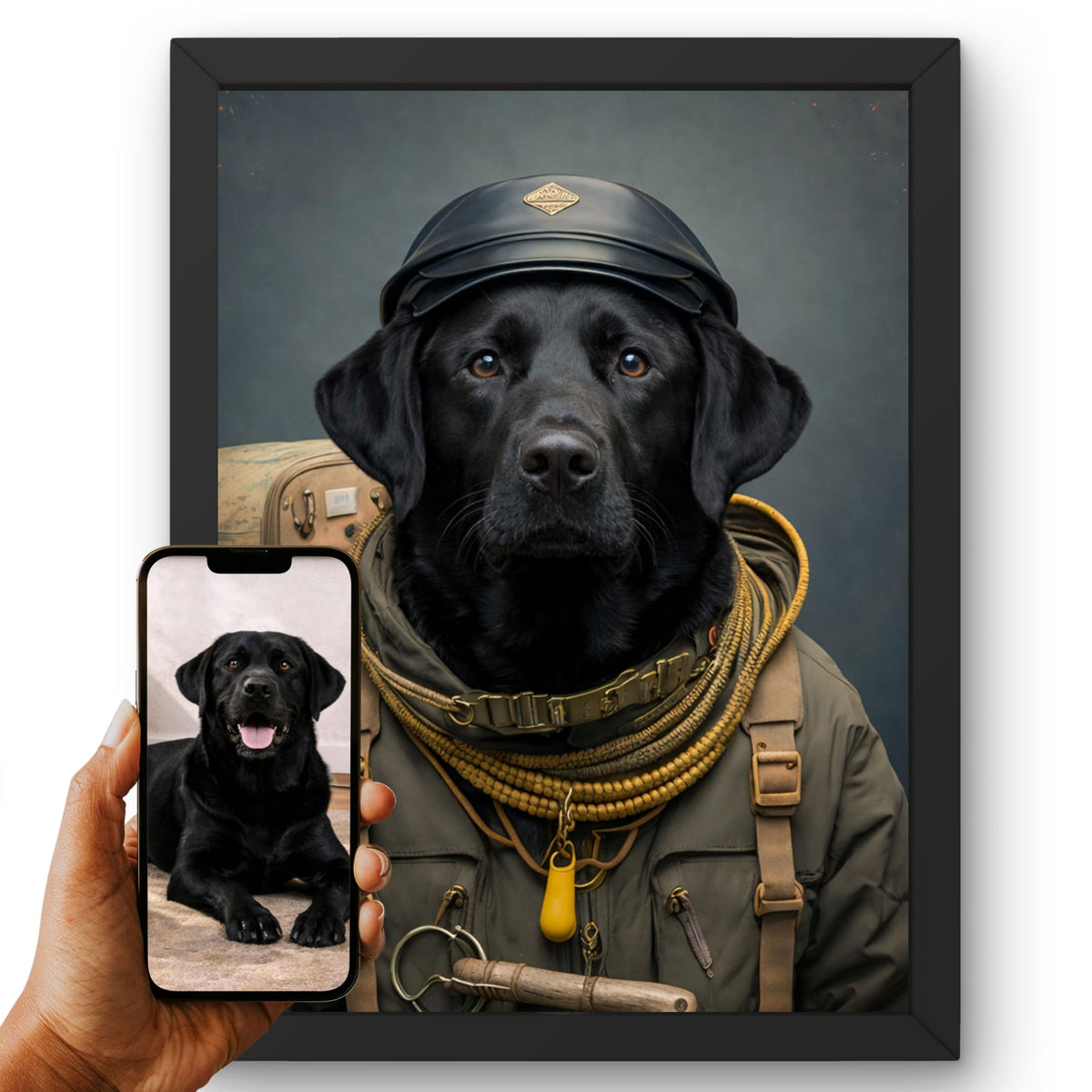 Déco murale portrait chien ou chat costumé d'après photo — Soldat