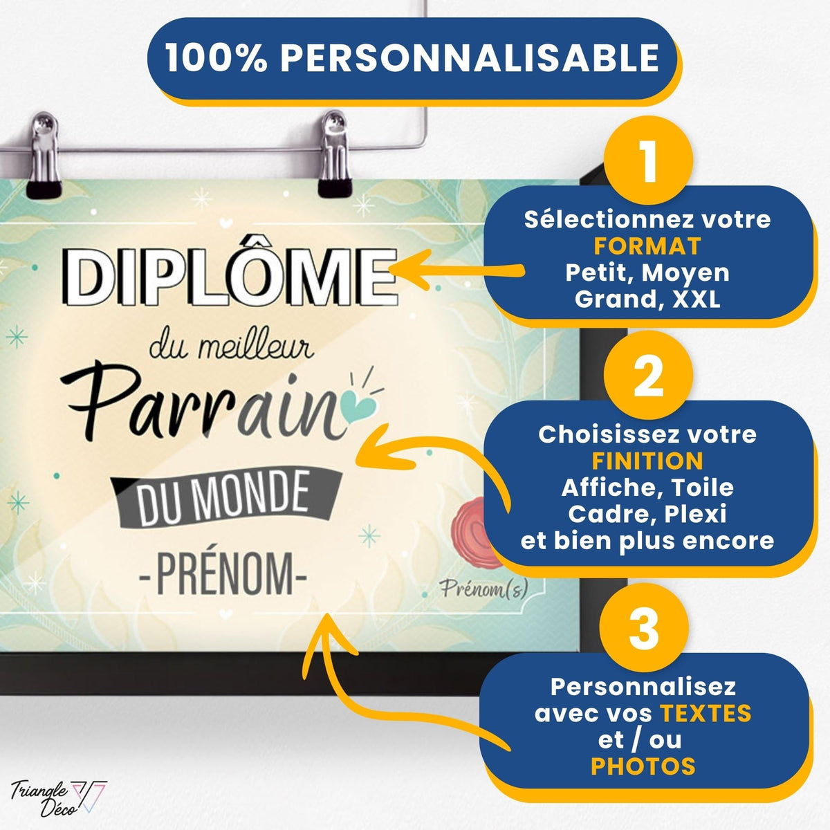 Diplôme humoristique personnalisé au prénom — Parrain