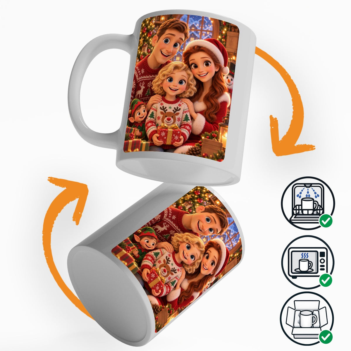 Mug de Noël d'après votre photo, en dessin animé 3D