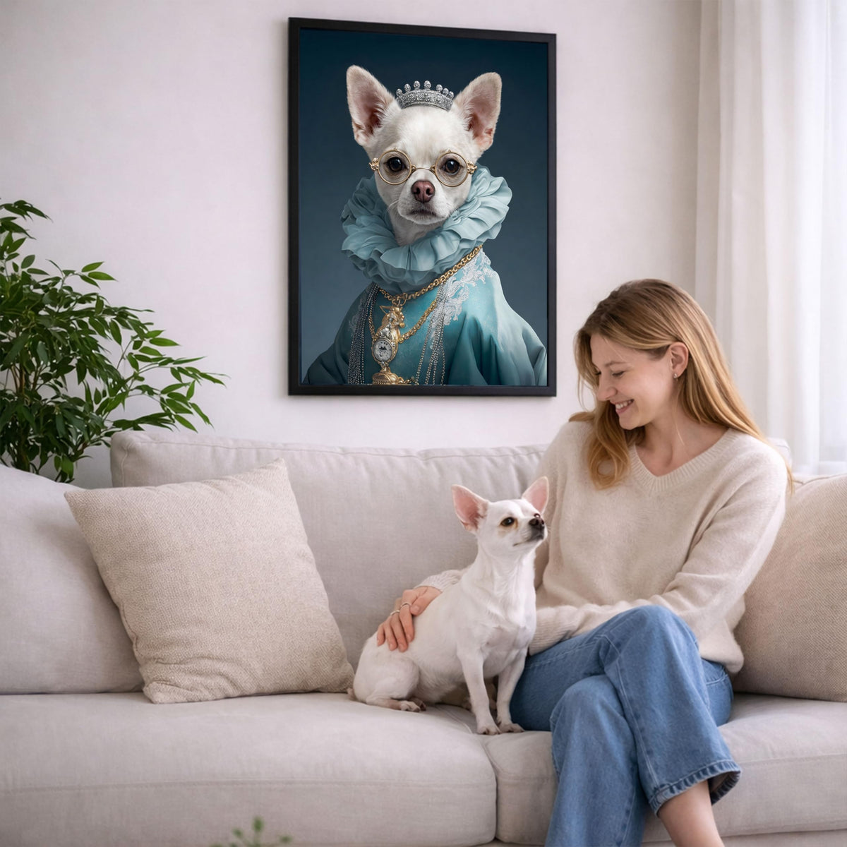 Déco murale portrait chien ou chat costumé d'après photo — Monarque