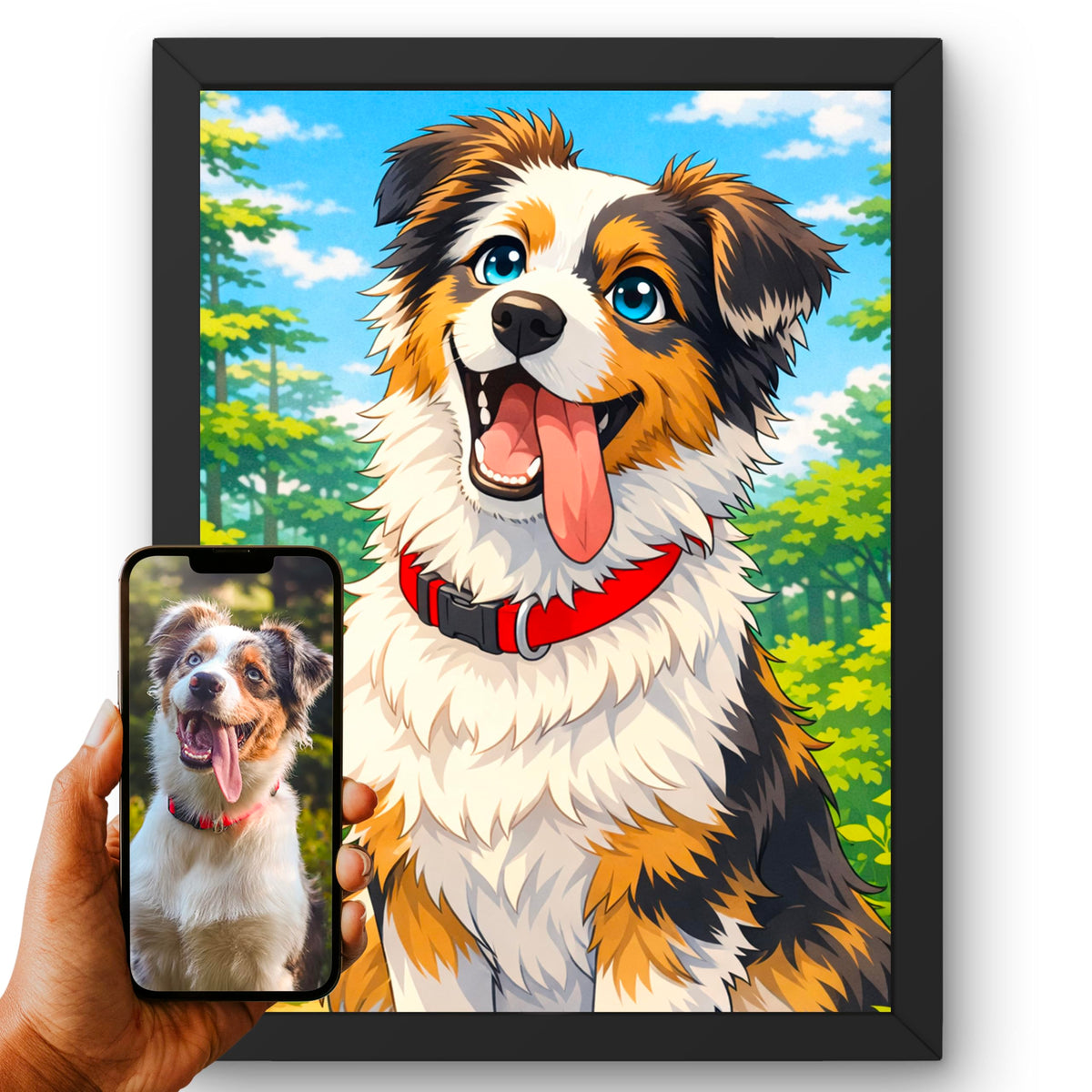 Portrait chien manga et caricature