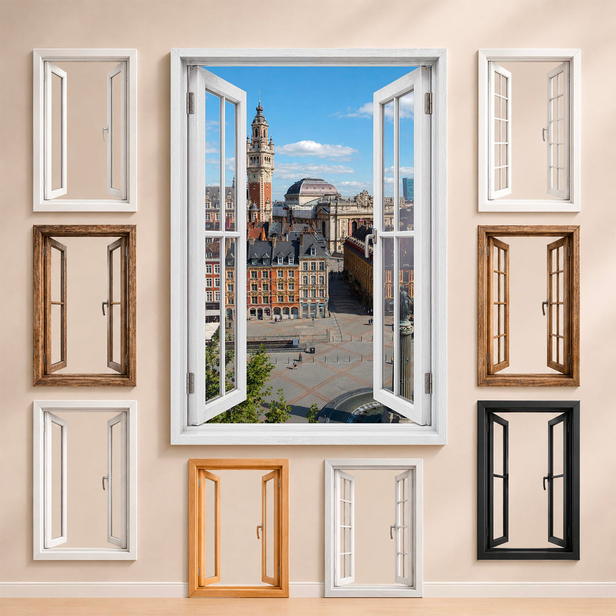Trompe-l'œil fenêtre personnalisé, votre destination — Lille