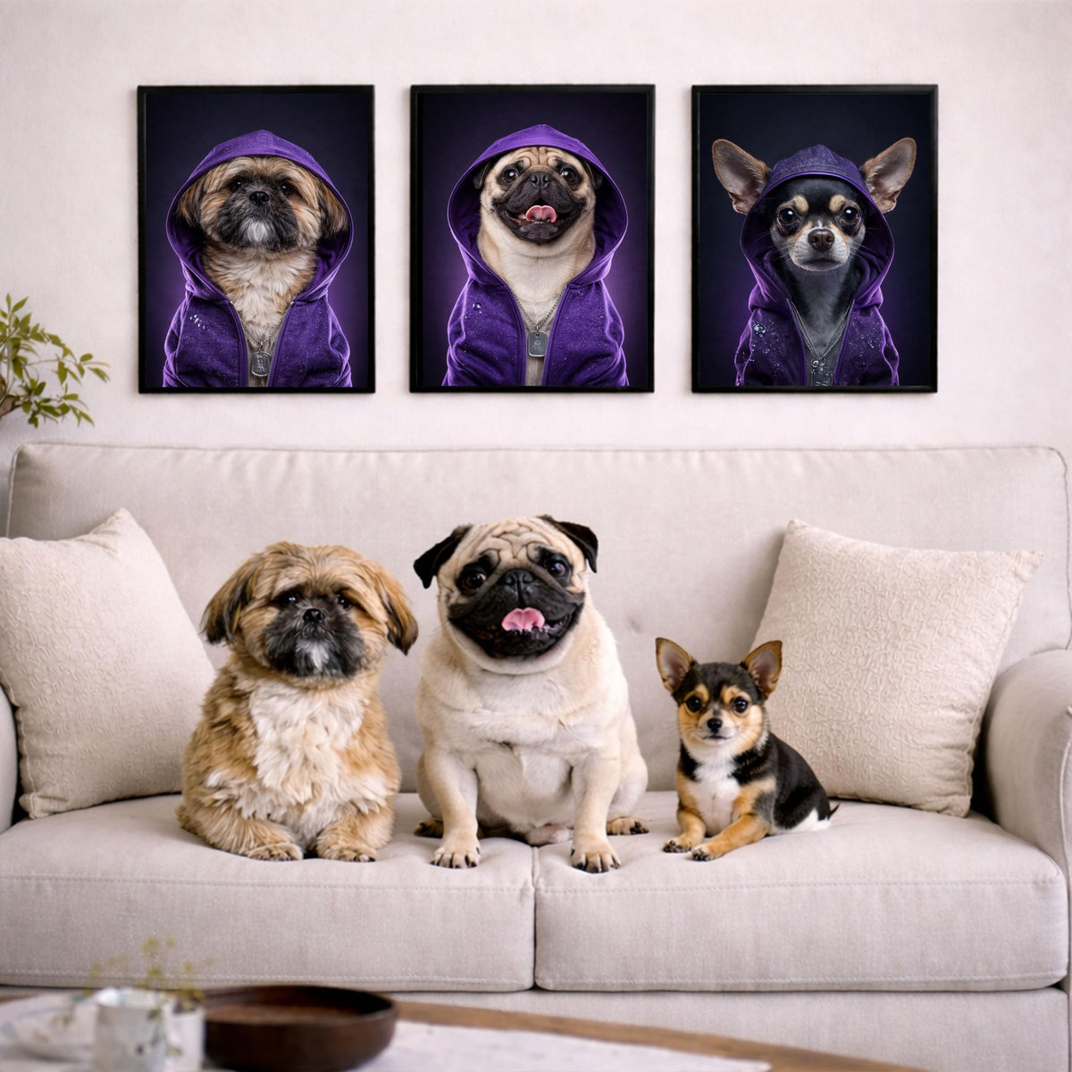 Déco murale portrait chien ou chat costumé d'après photo — Rappeur