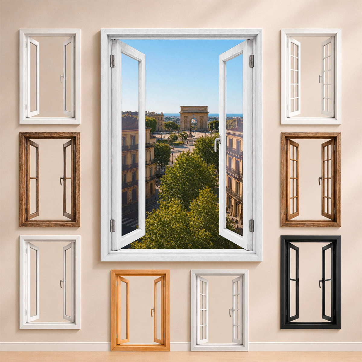 Trompe-l'œil fenêtre personnalisé, votre destination — Montpellier