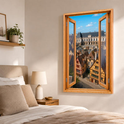 Trompe-l'œil sur Rennes dans une chambre, parlement et pans de bois en perspective, sur toile canvas ou plexiglas en 60 x 40 cm, 80 x 60 cm ou 120 x 80 cm, livré chez vous (exemple)