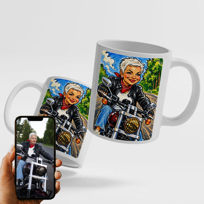 Mug caricature d'après votre photo, en couleur