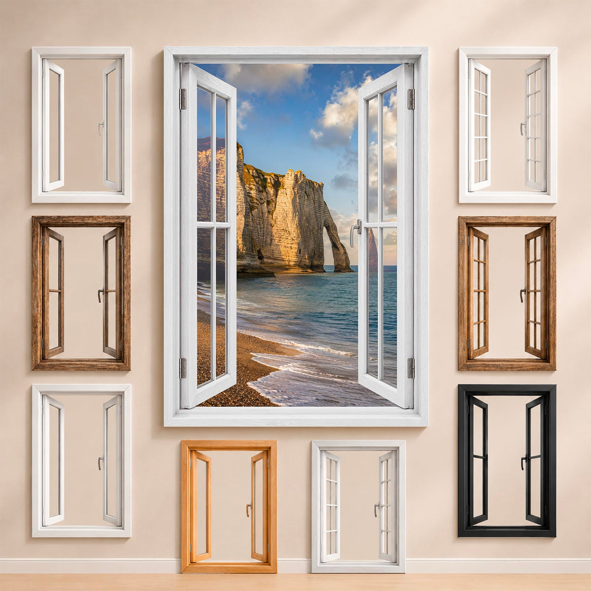 Trompe-l'œil fenêtre personnalisé, votre destination — Étretat