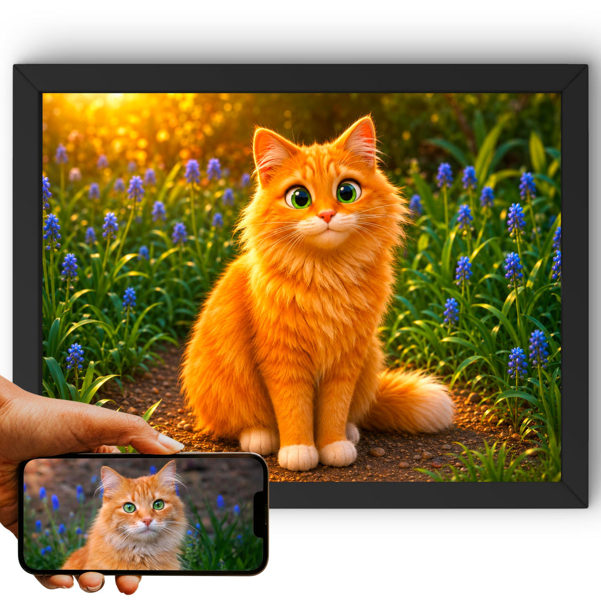Portrait chat paysage, styles BD — Animation 3D