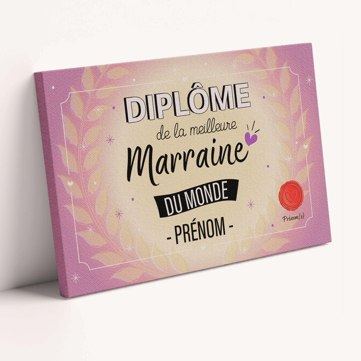 Diplôme humoristique personnalisé au prénom — Marraine