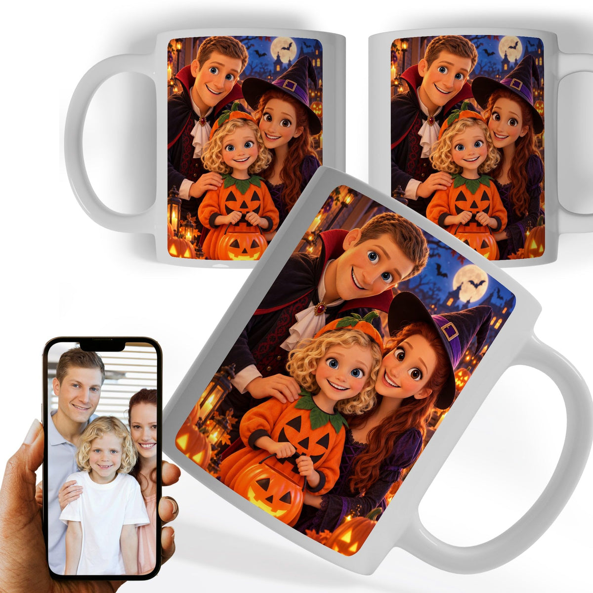 Mug d'Halloween d'après votre photo, en dessin animé 3D
